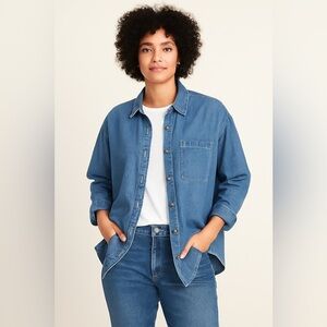 Old Navy Denim Button-Up Shirt XL - Classic Blue Jean Long Sleeve